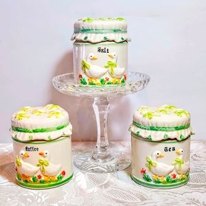 Country Geese VTG Set Of 3 deco Canisters